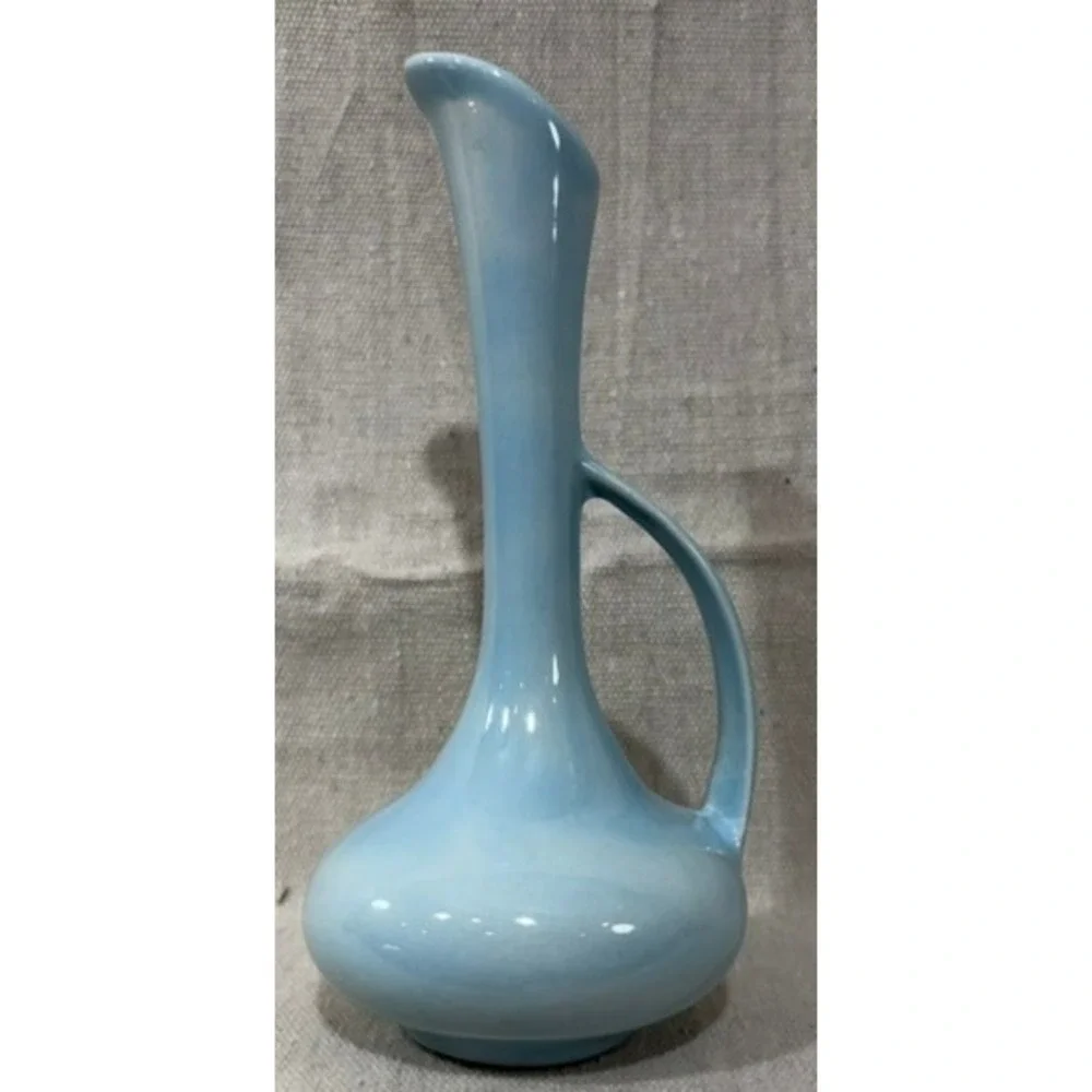 Lois Studio Pottery Blue Ceramic Pitcher Vase Mid Century Modern 7 Inch